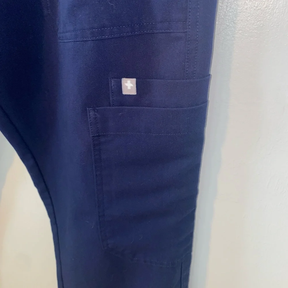 Figs Scrub Pants Men's Medium Dark Blue Polyester Cairo Cargo Scrub Pants